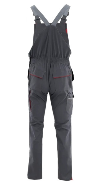 Spodnie ogrodniczki KING FLEX Ciemnoszary Czerwony