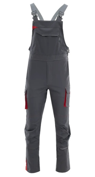 Spodnie ogrodniczki KING FLEX Ciemnoszary Czerwony