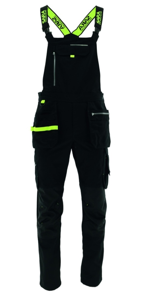 Spodnie ogrodniczki monterskie MONTER Czarny Żółty odblaskowy