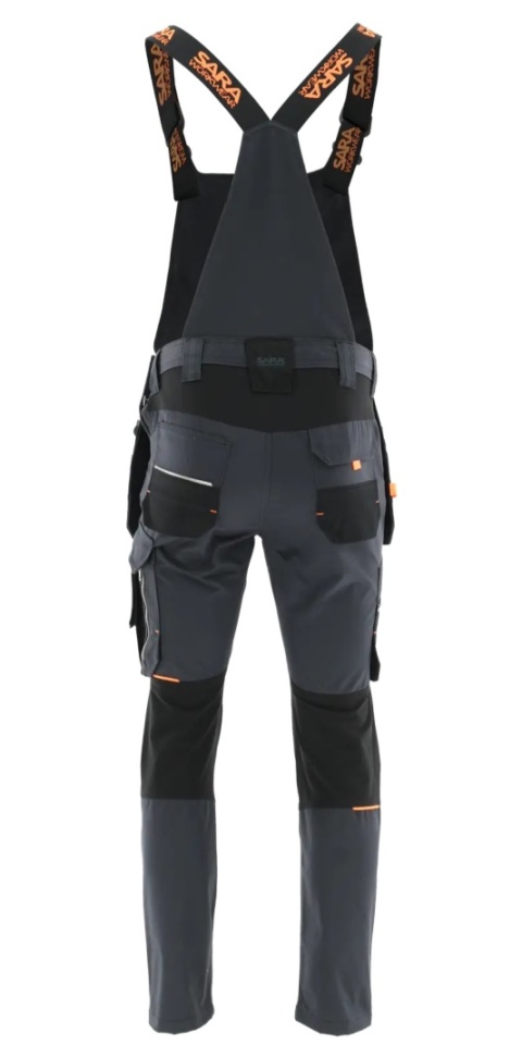 Spodnie ogrodniczki monterskie MONTER Grafitowy Pomarańczowy odblaskowy