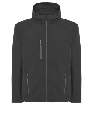 SOFTSHELL JACKET HOODED MAN - BLACK
