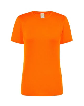 T-shirt damski sportowy - SPORT T-SHIRT LADY - ORANGE FLUOR
